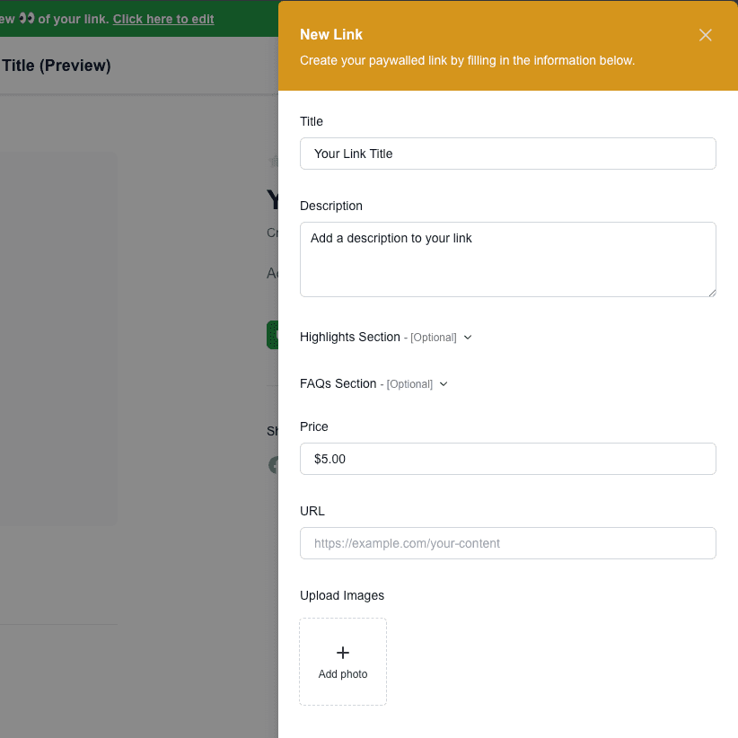 2. Create a link with our easy to use editor